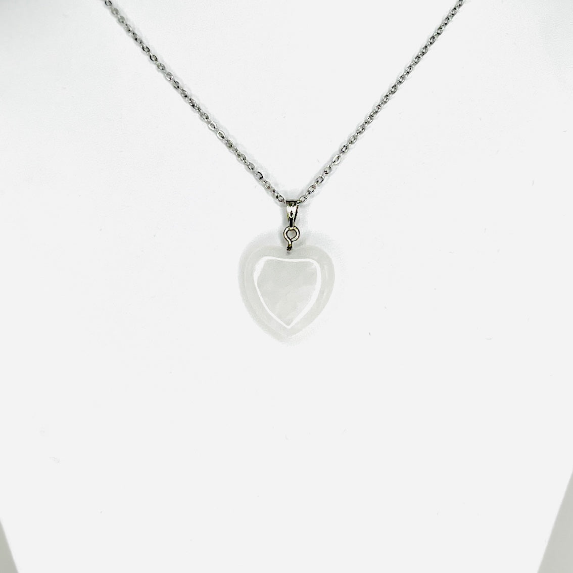 Stainless Steel White Heart Pendant Necklace: Timeless