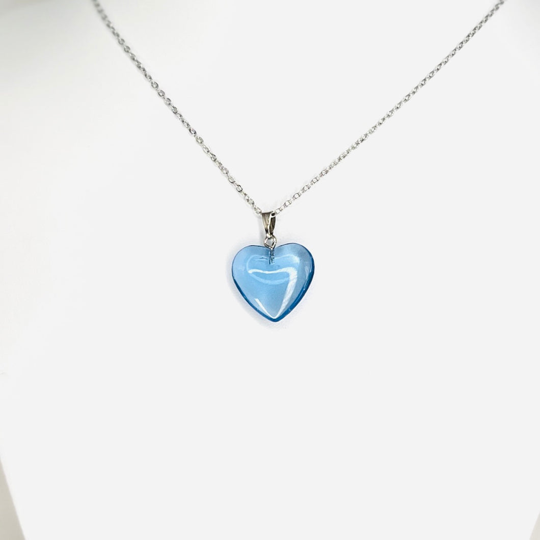 Stainless Steel Blue Heart Pendant Necklace: Stylish, Love