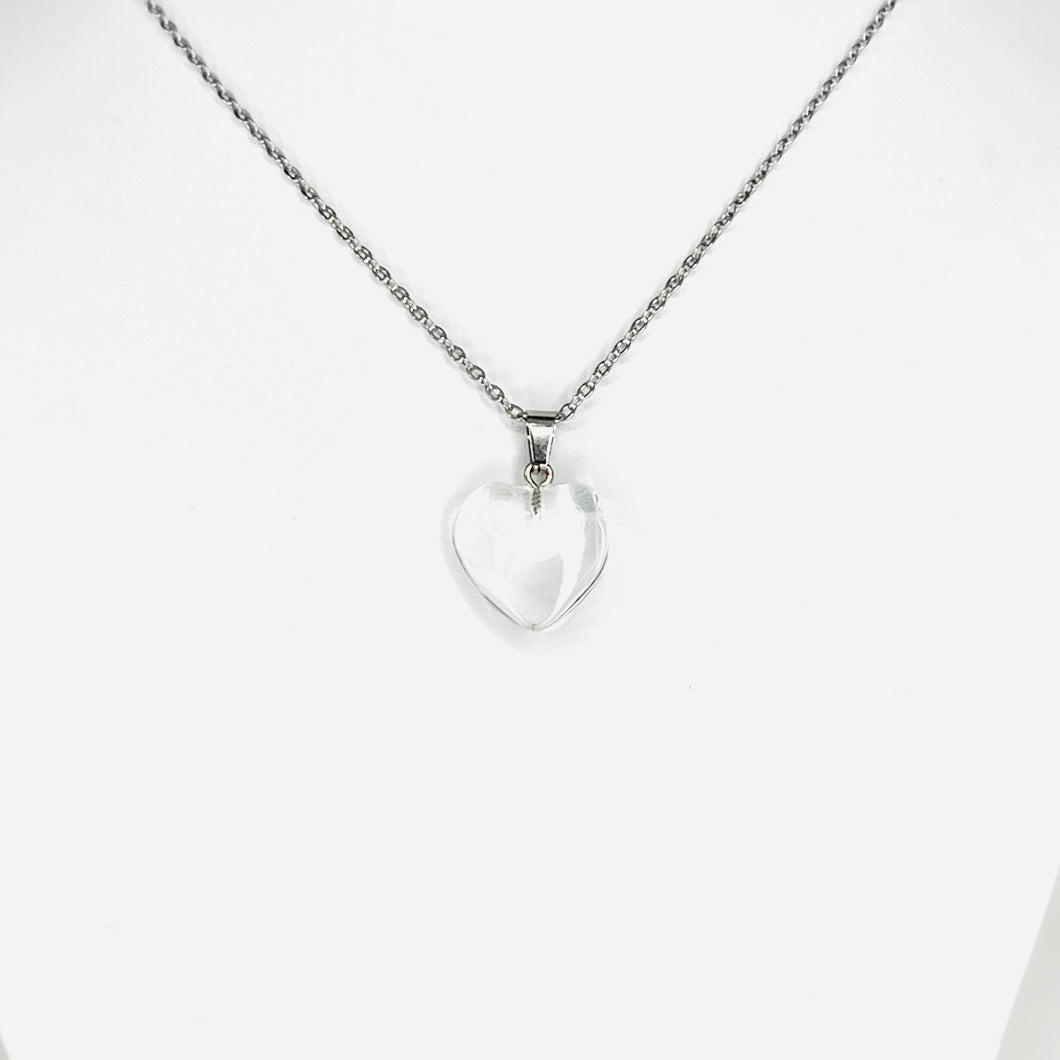 Stainless Steel Clear Heart Pendant Necklace: Elegant, Gift