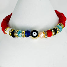 Load image into Gallery viewer, Crystal Evil Eye Stretchy Bracelet: Stylish and Protective

