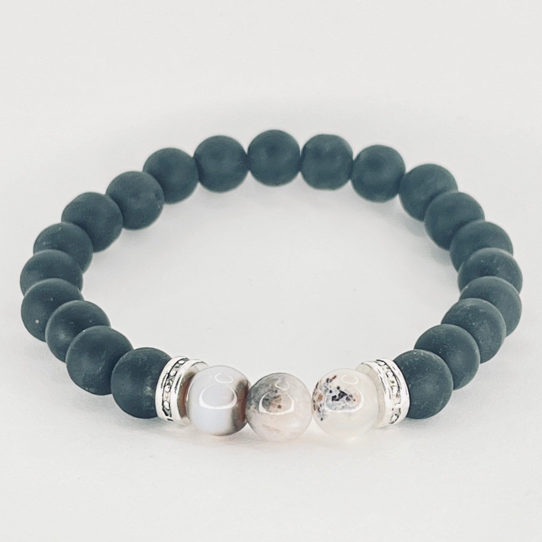 Gray Natural Stone Stretch Bracelet: Elegant and Versatile 
