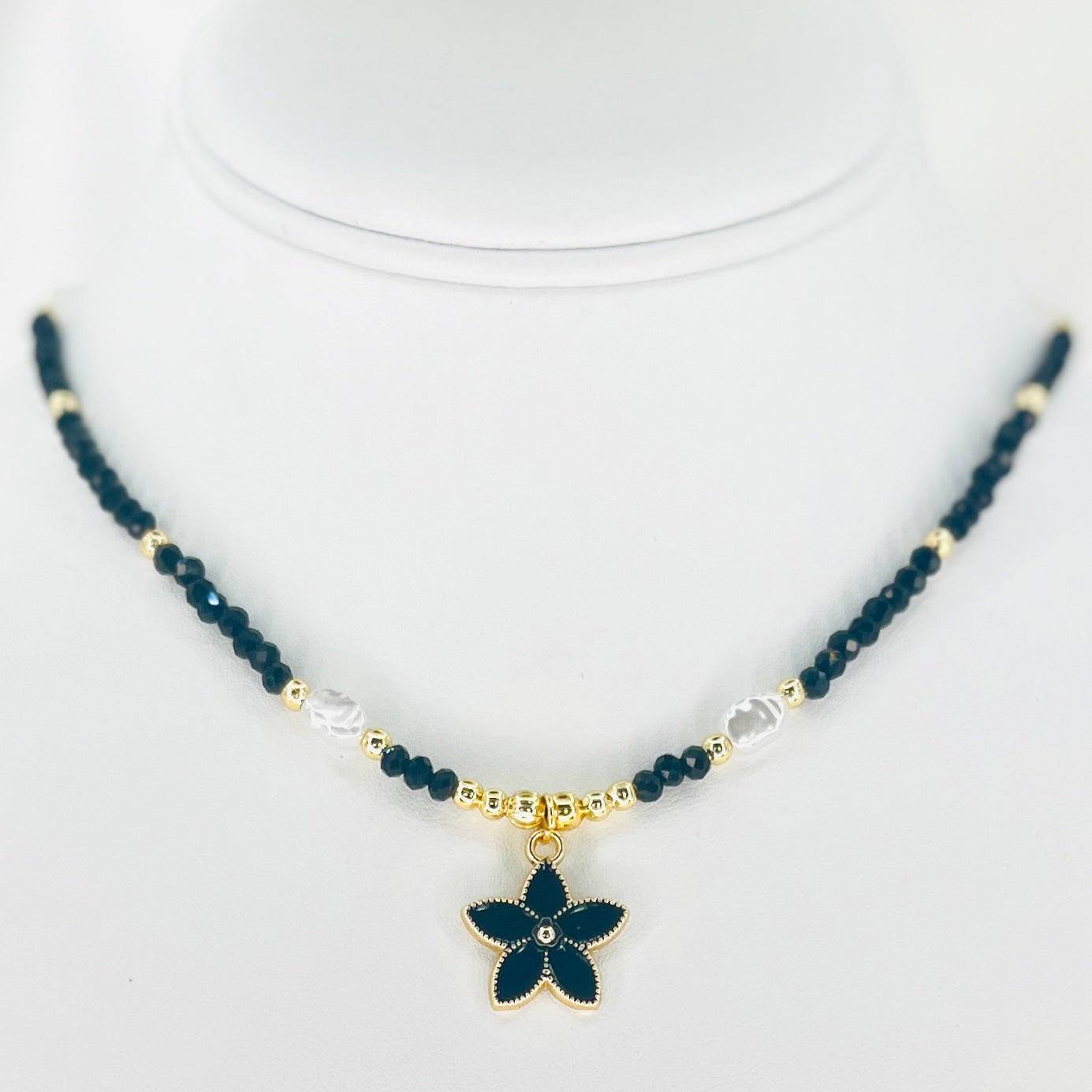 Flower Pendant Beaded Necklace – Floral Elegance, Nature