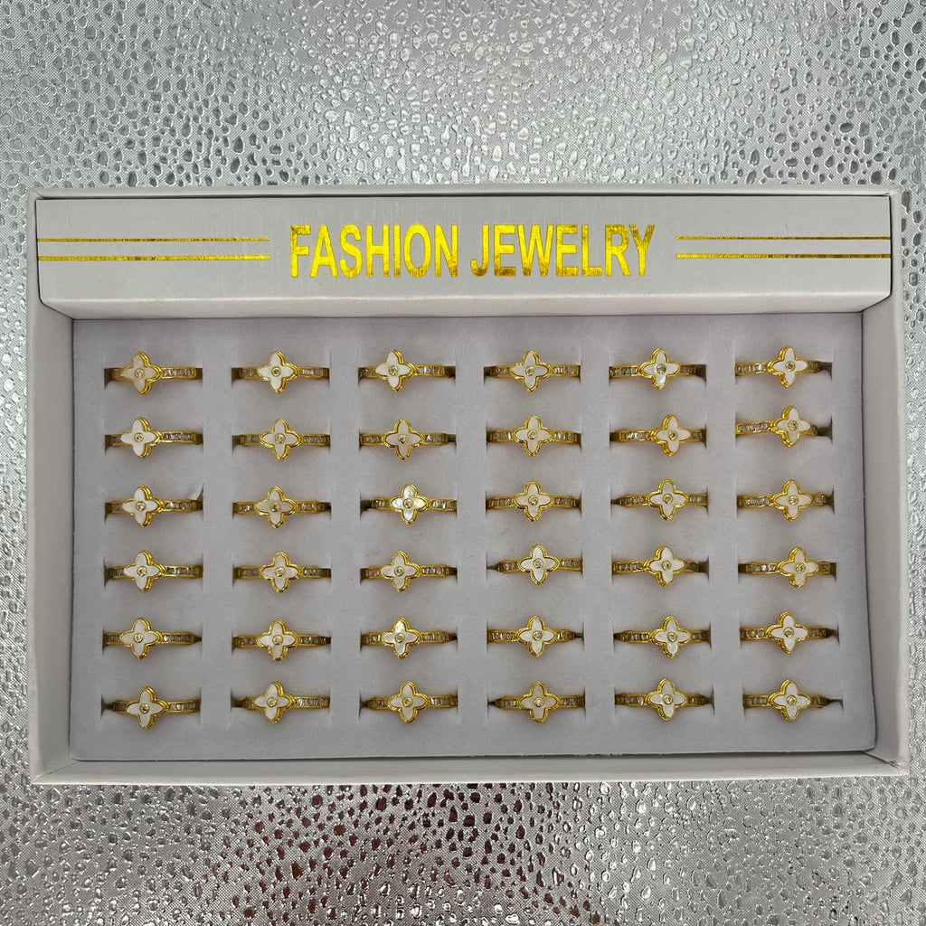 Gold Stainless 36 Piece Steel Ring | Classic Stone Design