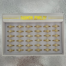 Load image into Gallery viewer, Gold Stainless 36 Piece Steel Ring | Classic Stone Design
