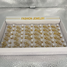 Load image into Gallery viewer,  Pearl &amp; Flower 36 Piece Rings | Gold Stainless Steel
