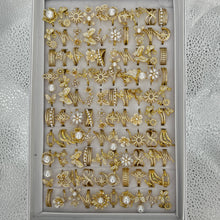 Load image into Gallery viewer, Pearl &amp; Floral 100pc Stainless Steel Rings | Fashion Jewelry
