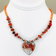 Load image into Gallery viewer, Red Agate Heart Necklace – Tree of Life Energy Pendant
