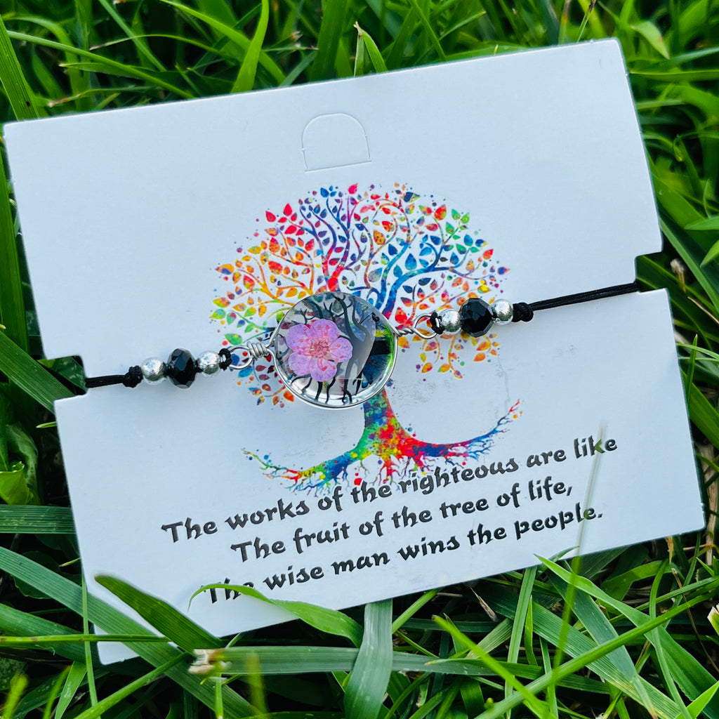 Card Bracelet | Tree of Life Flower Bracelet | Adjustable