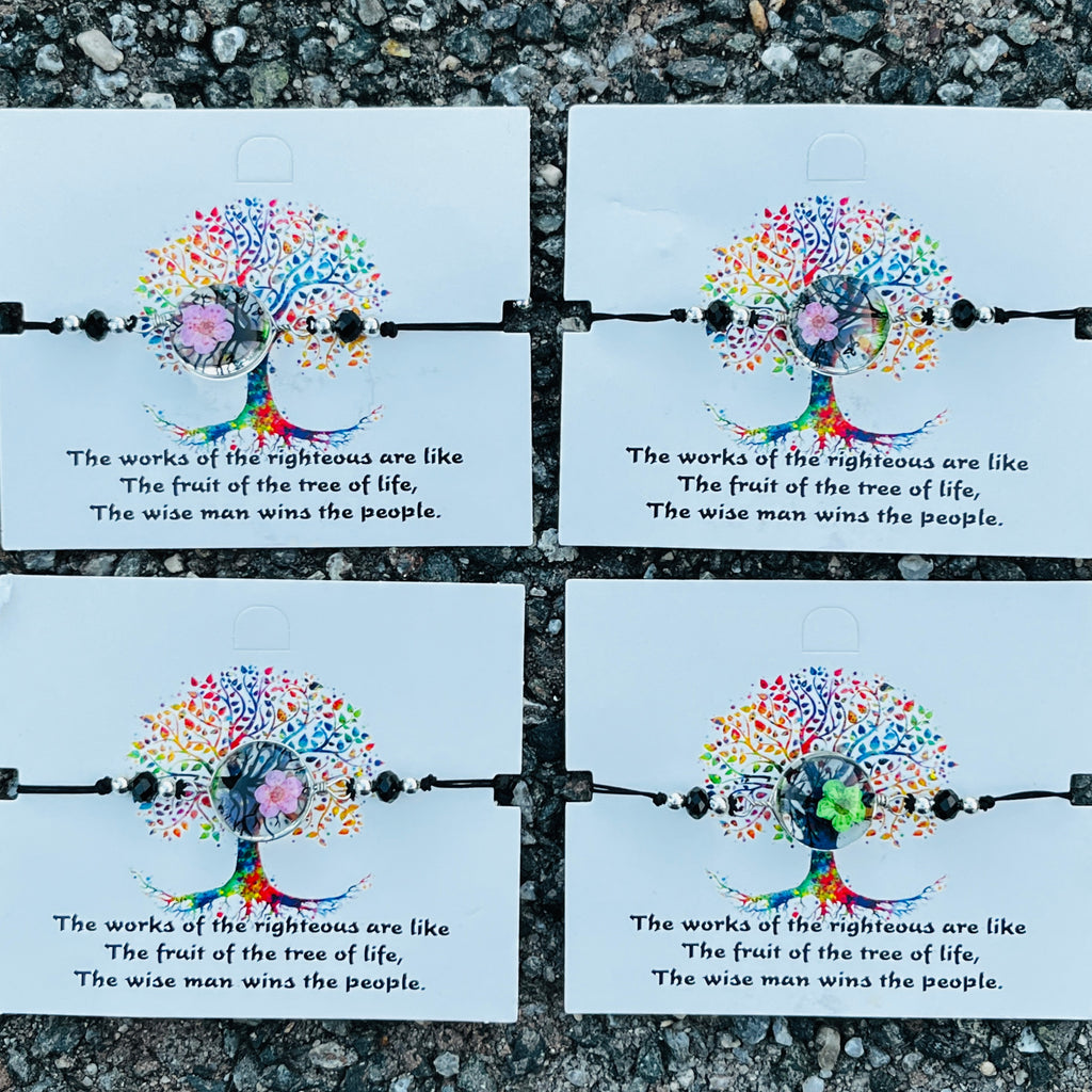 Card Bracelet | Tree of Life Flower Bracelet | Adjustable