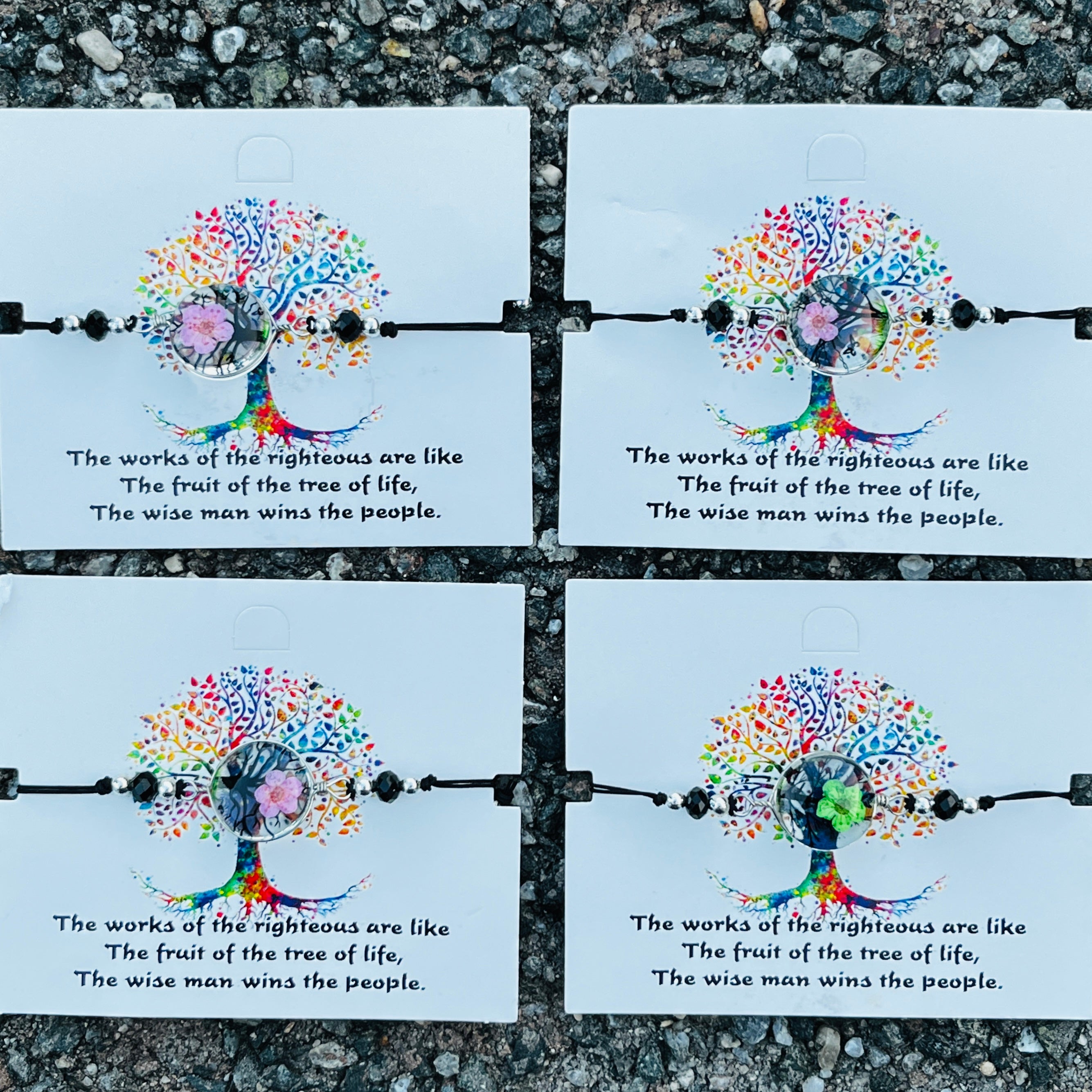 Card Bracelet | Tree of Life Flower Bracelet | Adjustable