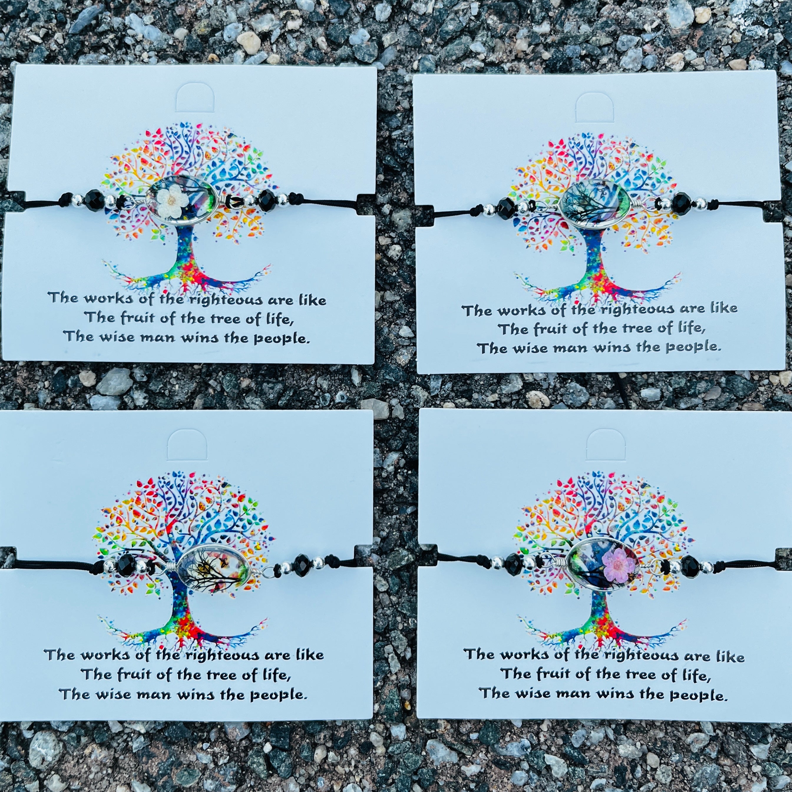 Card Bracelet | Tree of Life Flower Bracelet | Adjustable