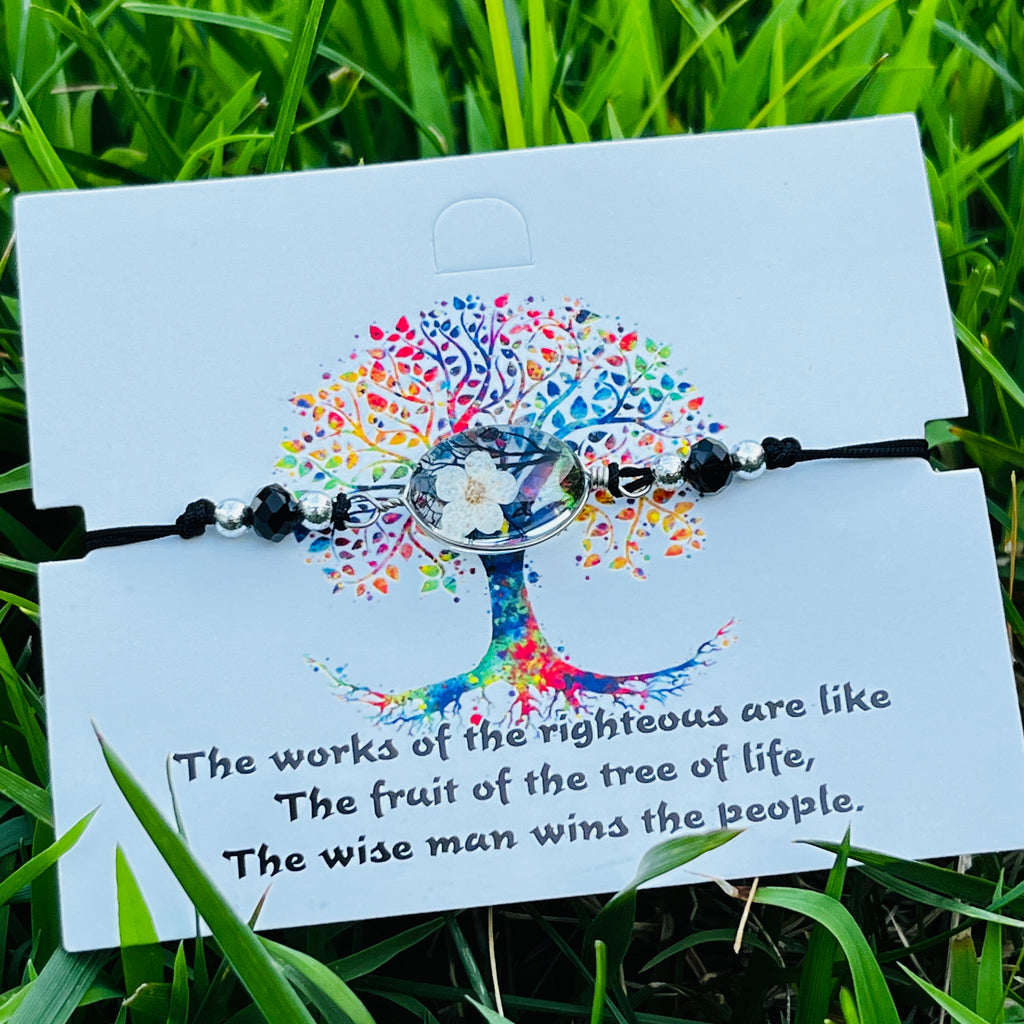 Card Bracelet | Tree of Life Flower Bracelet | Adjustable