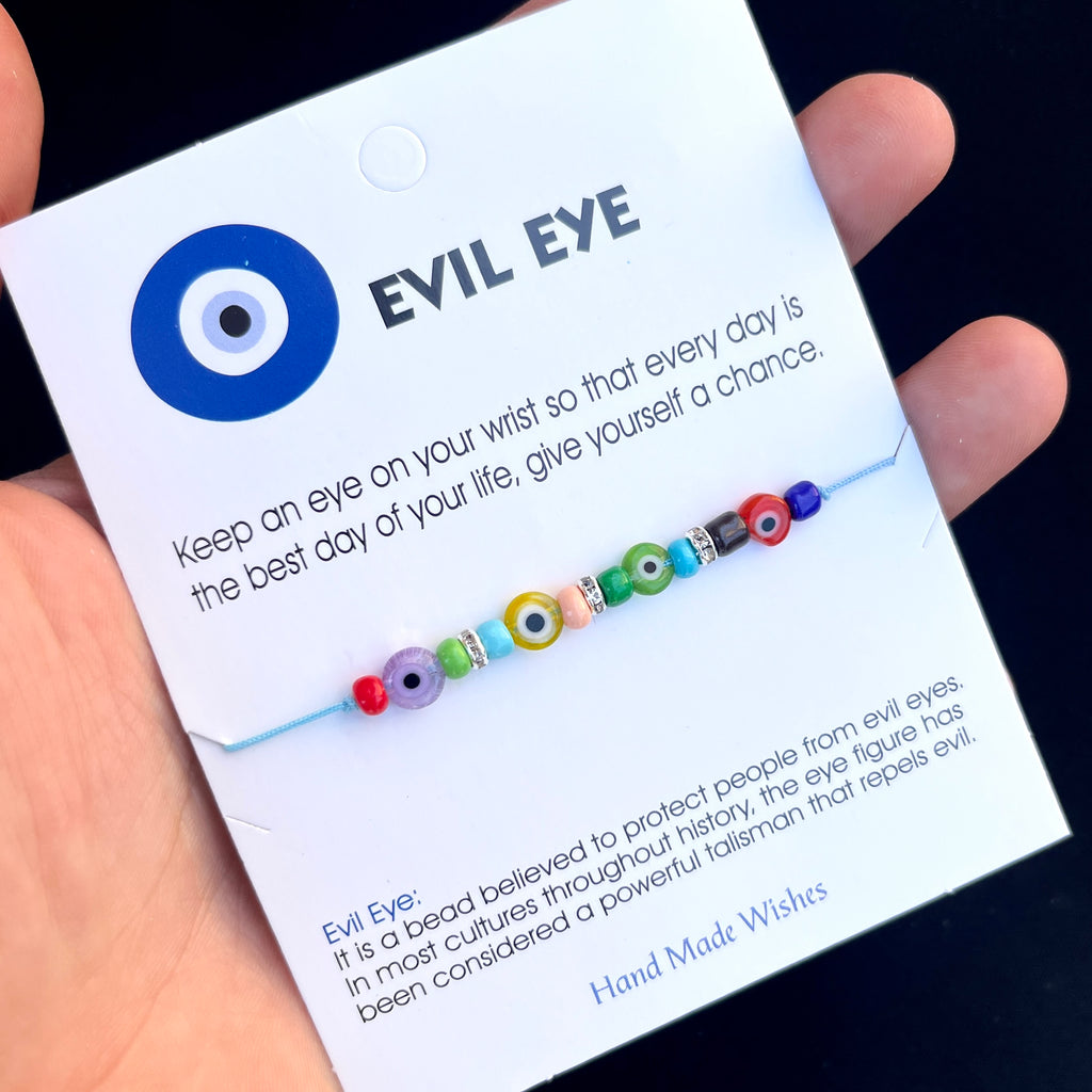 Card Bracelet | Rainbow Evil Eye Bracelet Set | Protection