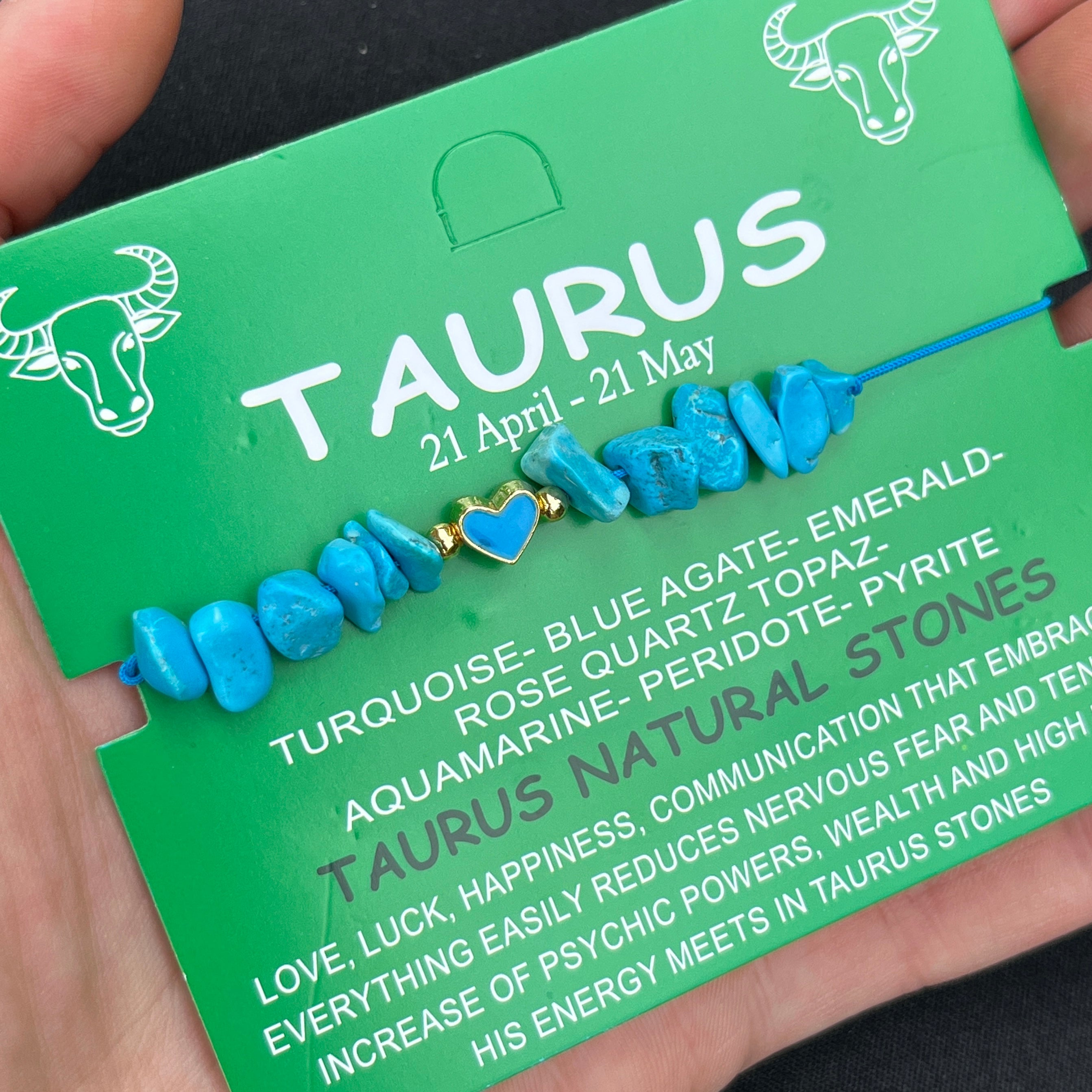 Card Bracelet  | 12 Piece Set | Zodiac Natural Stone Bracelet |Ready Card Display | 12 Signs