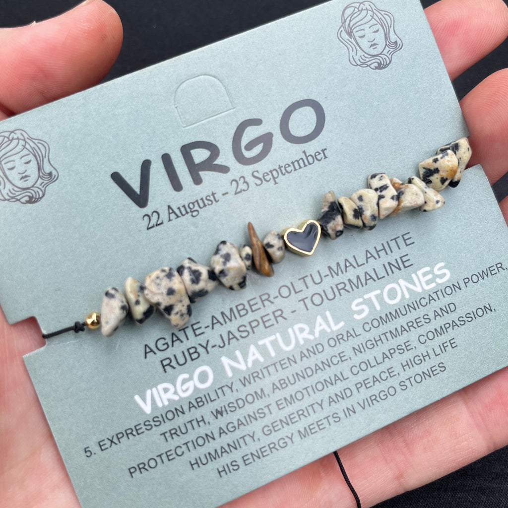 Card Bracelet  | 12 Piece Set | Zodiac Natural Stone Bracelet |Ready Card Display | 12 Signs