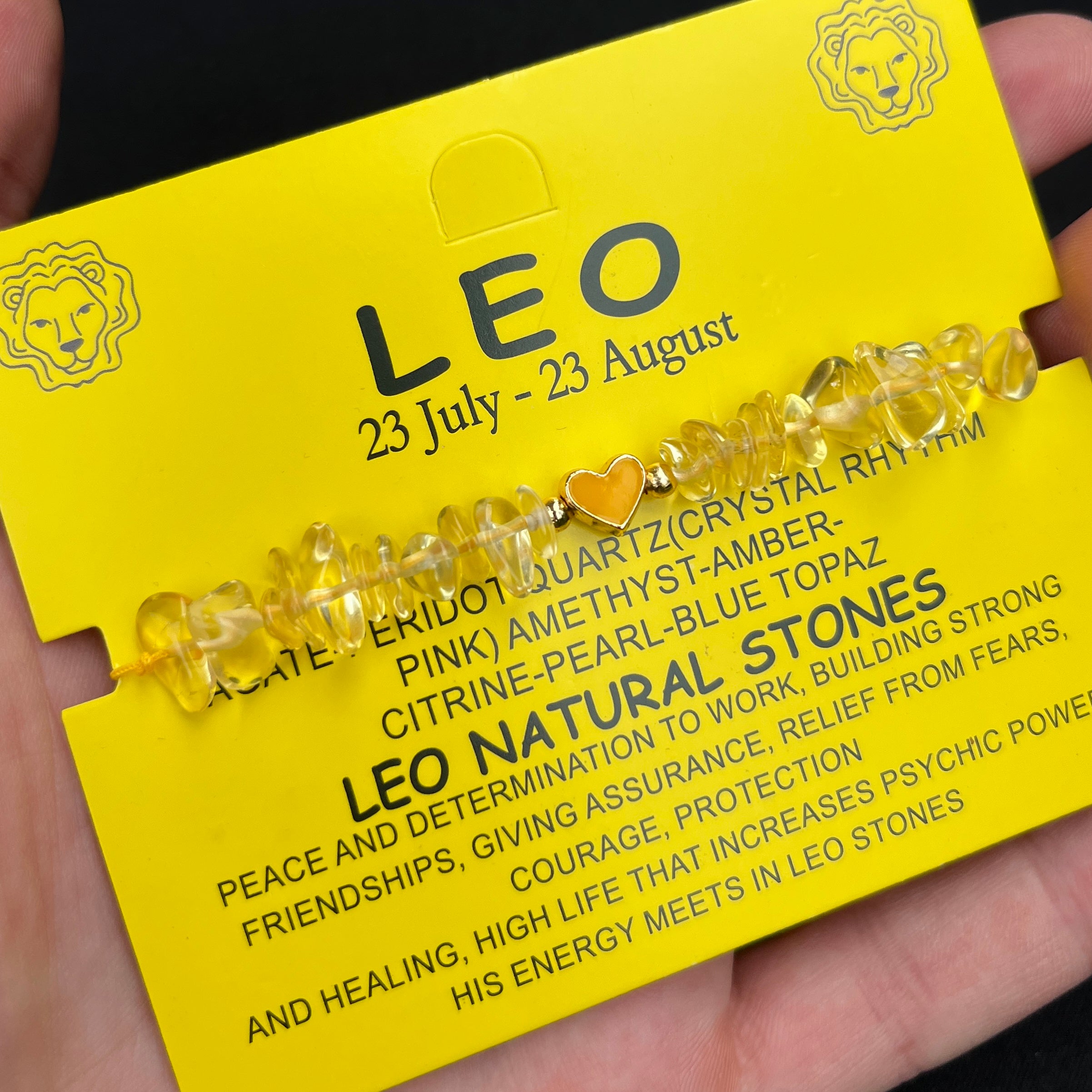 Card Bracelet  | 12 Piece Set | Zodiac Natural Stone Bracelet |Ready Card Display | 12 Signs