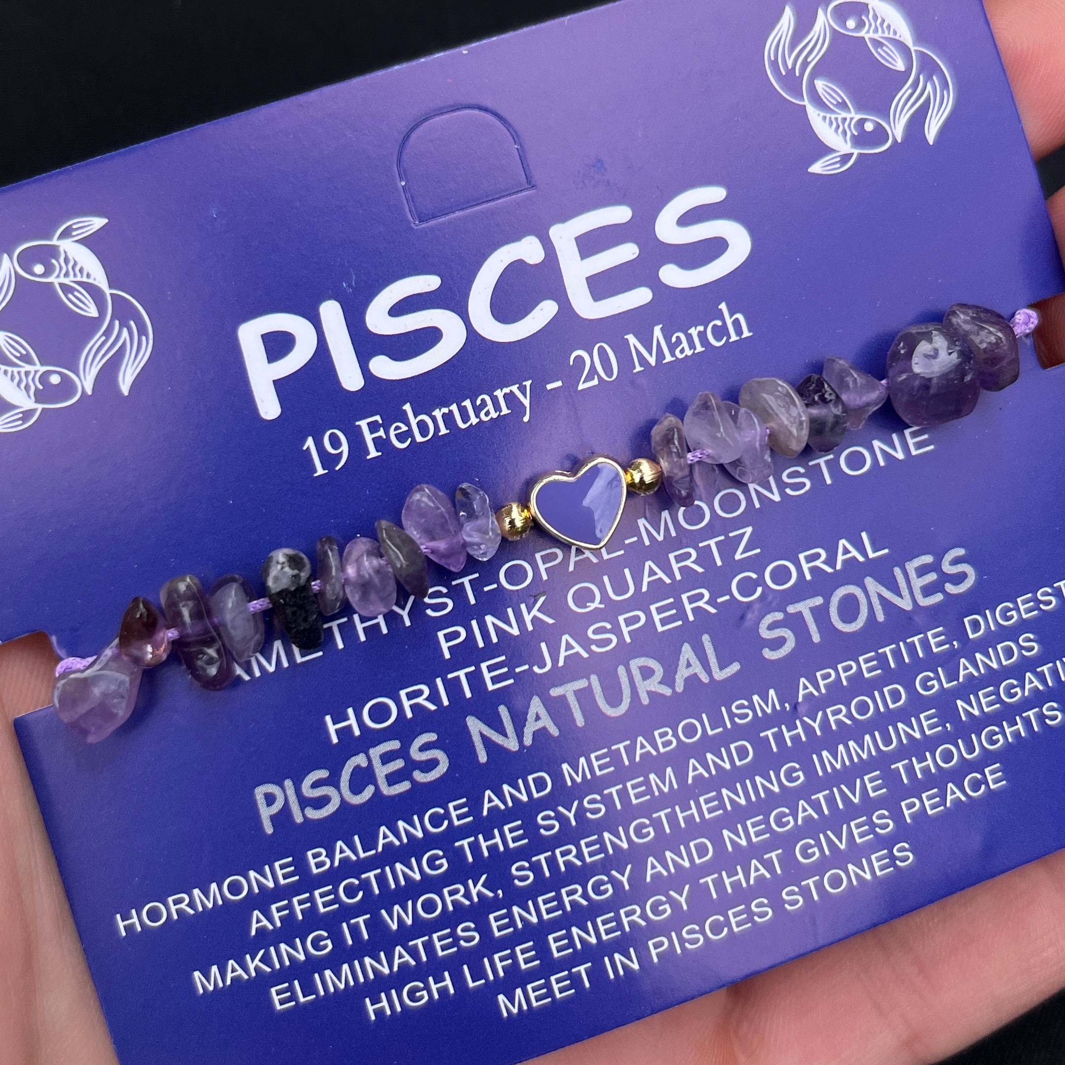 Card Bracelet  | 12 Piece Set | Zodiac Natural Stone Bracelet |Ready Card Display | 12 Signs