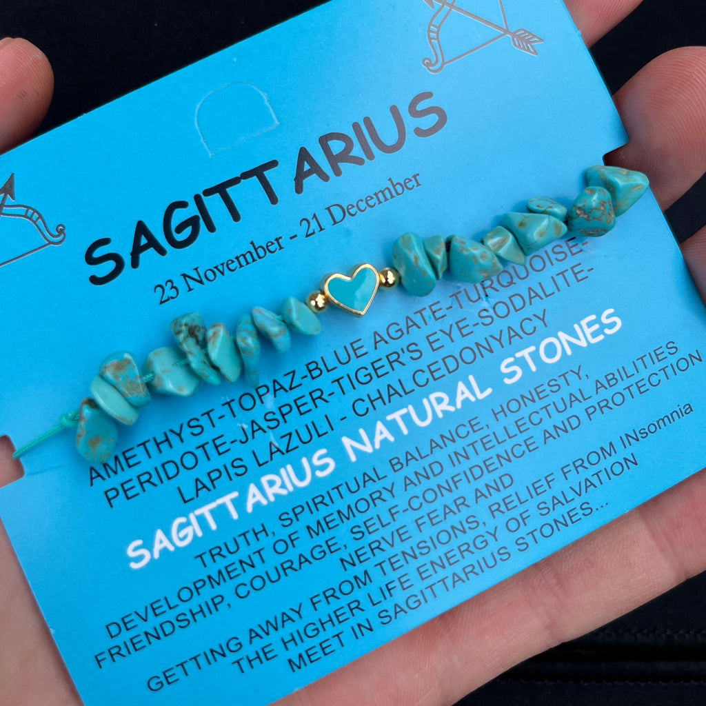 Card Bracelet  | 12 Piece Set | Zodiac Natural Stone Bracelet |Ready Card Display | 12 Signs