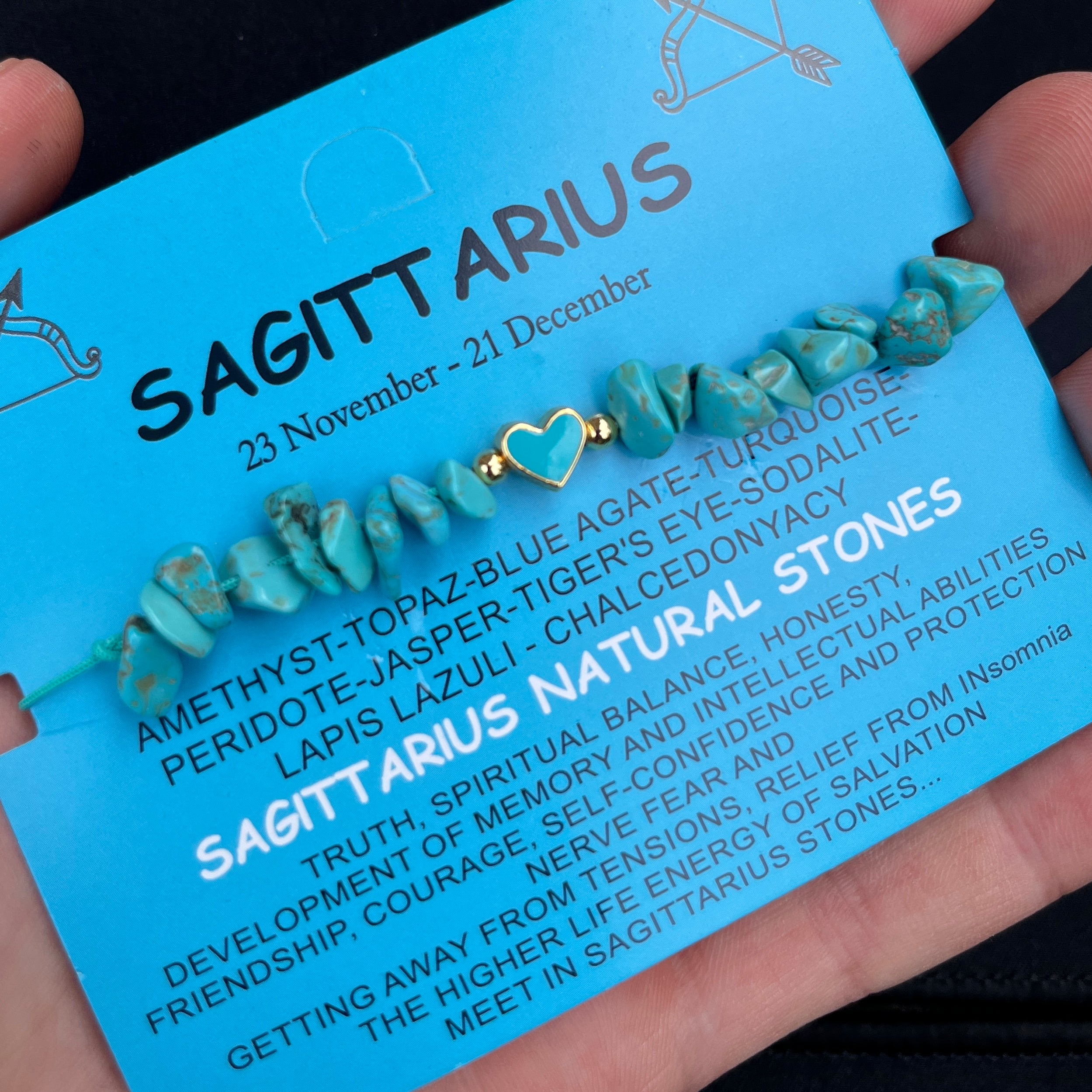 Card Bracelet  | 12 Piece Set | Zodiac Natural Stone Bracelet |Ready Card Display | 12 Signs