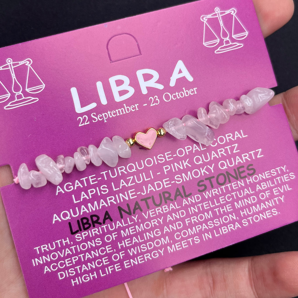 Card Bracelet  | 12 Piece Set | Zodiac Natural Stone Bracelet |Ready Card Display | 12 Signs