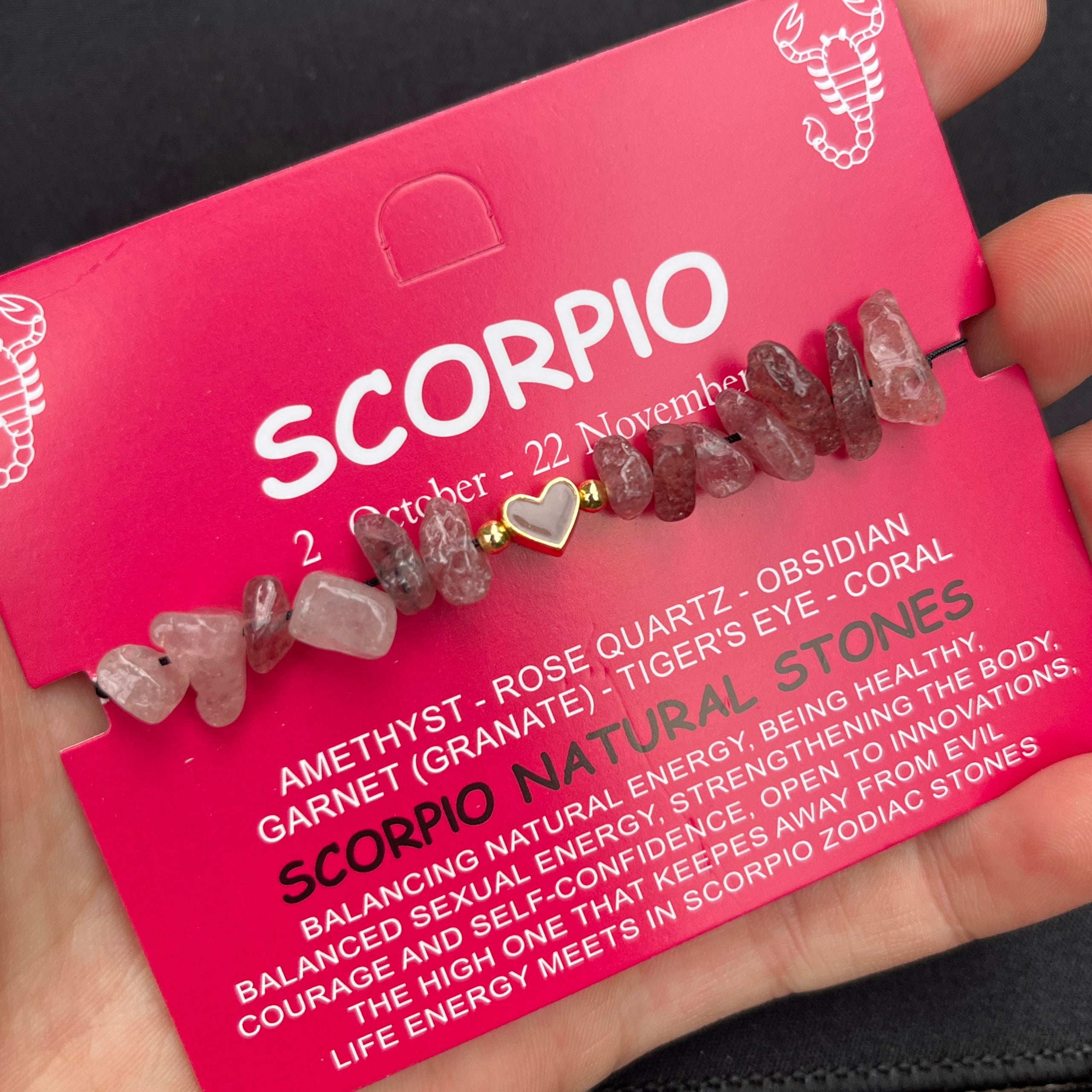 Card Bracelet  | 12 Piece Set | Zodiac Natural Stone Bracelet |Ready Card Display | 12 Signs