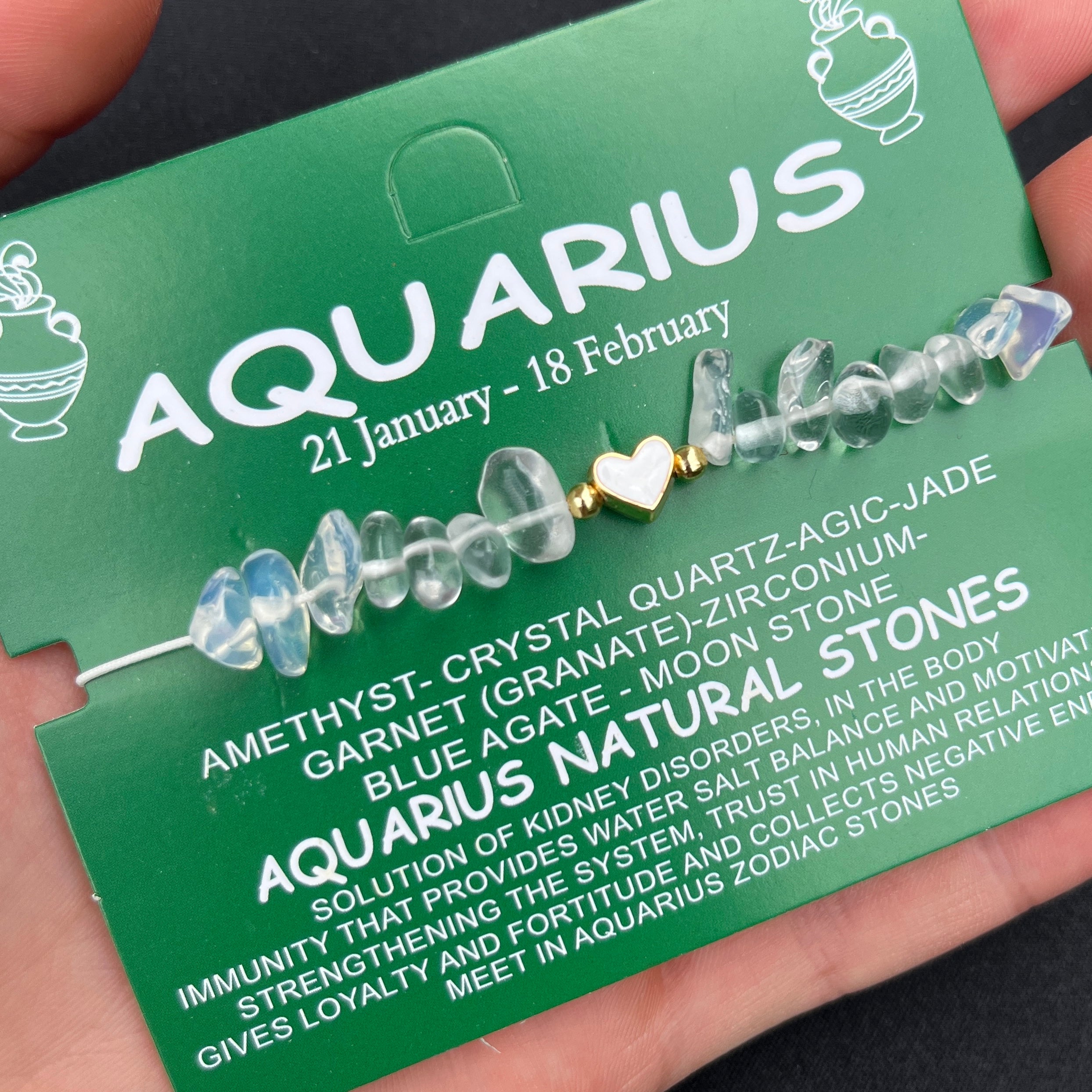 Card Bracelet  | 12 Piece Set | Zodiac Natural Stone Bracelet |Ready Card Display | 12 Signs