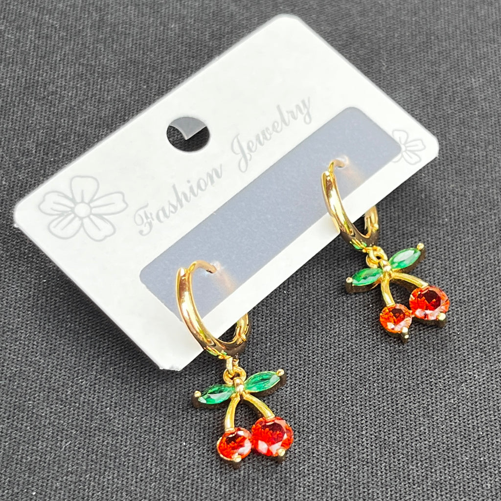 Stainless Steel | Cherry Hoop Earrings | Rose Gold Plated