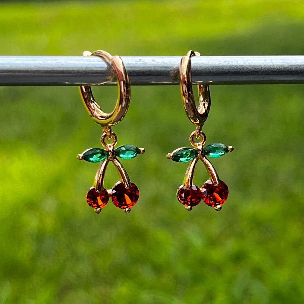 Stainless Steel | Cherry Hoop Earrings | Rose Gold Plated