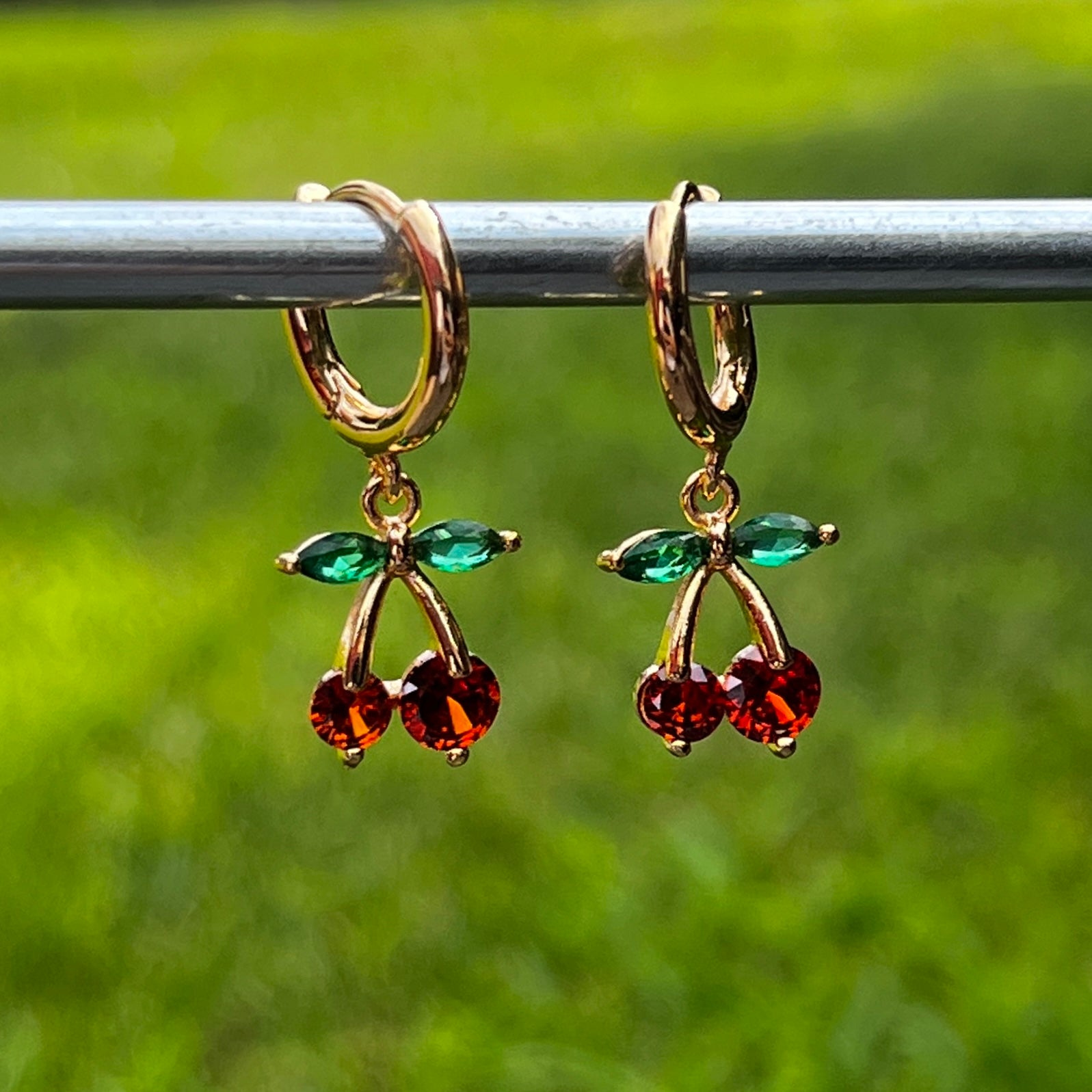 Stainless Steel | Cherry Hoop Earrings | Rose Gold Plated