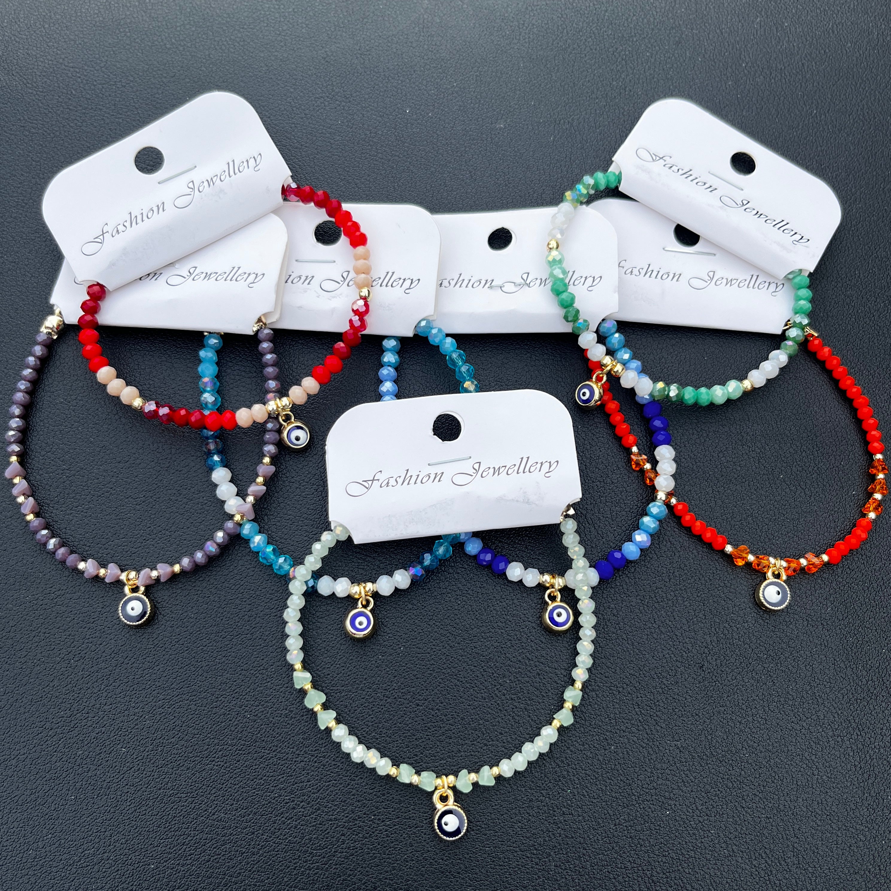 Crystal Chain Bracelet | Evil Eye Charm Gift | 8 Color Options
