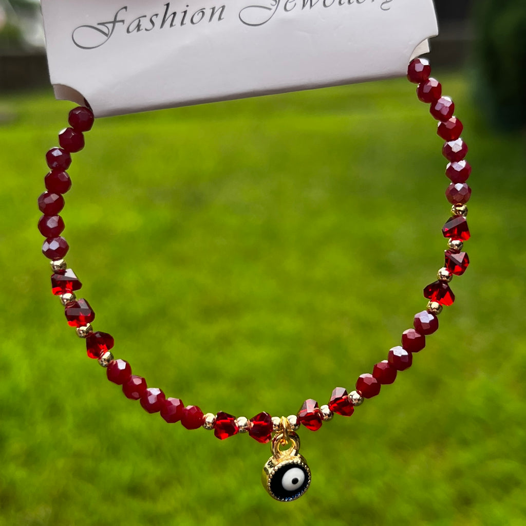 Crystal Chain Bracelet | Evil Eye Charm Gift | 8 Color Options