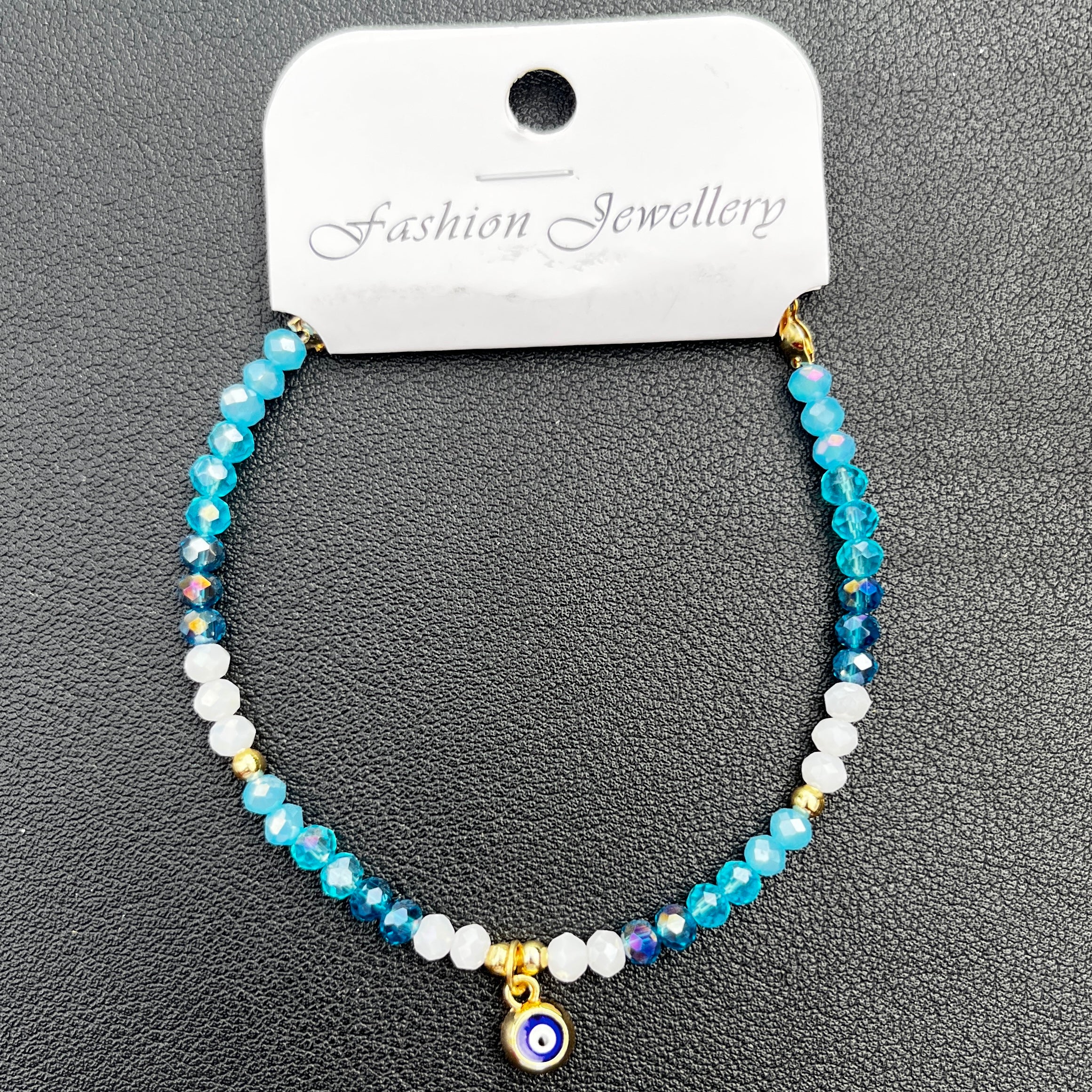 Crystal Chain Bracelet | Evil Eye Charm Gift | 8 Color Options