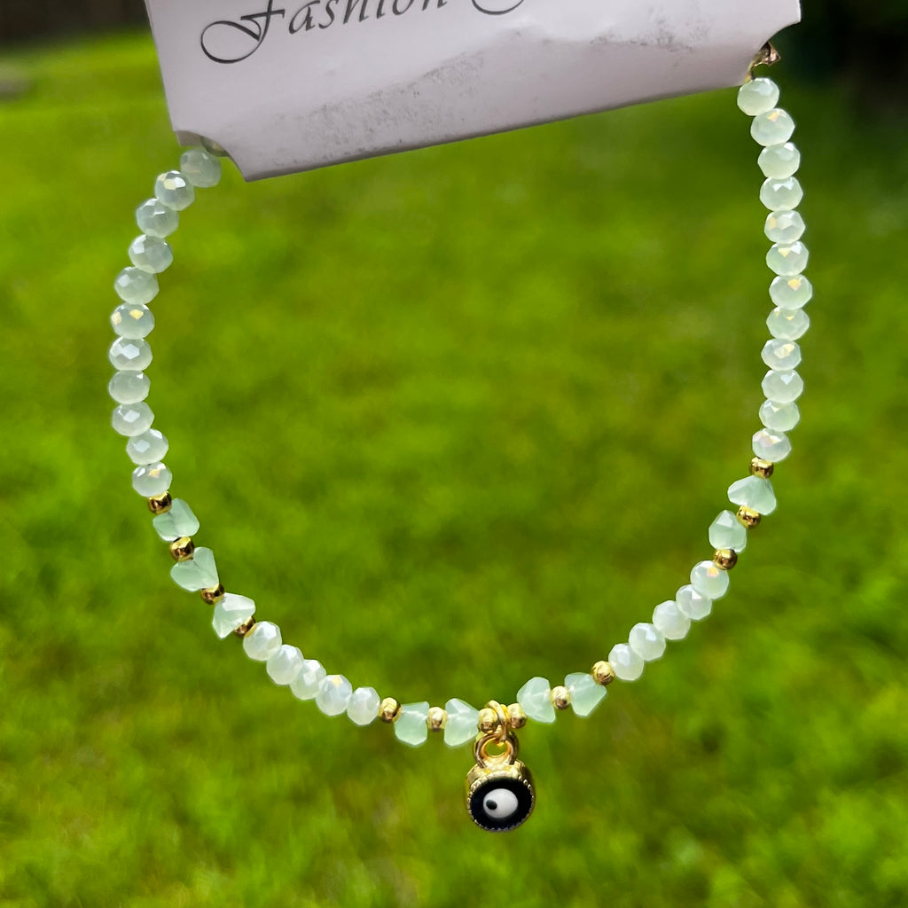 Crystal Chain Bracelet | Evil Eye Charm Gift | 8 Color Options