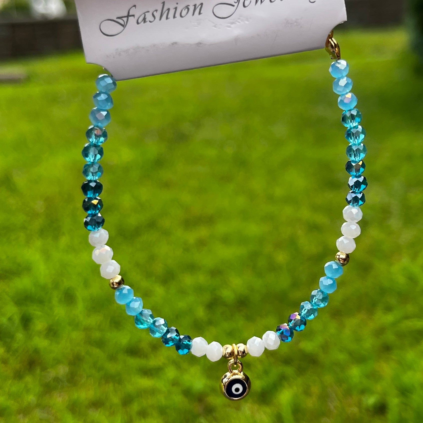 Crystal Chain Bracelet | Evil Eye Charm Gift | 8 Color Options