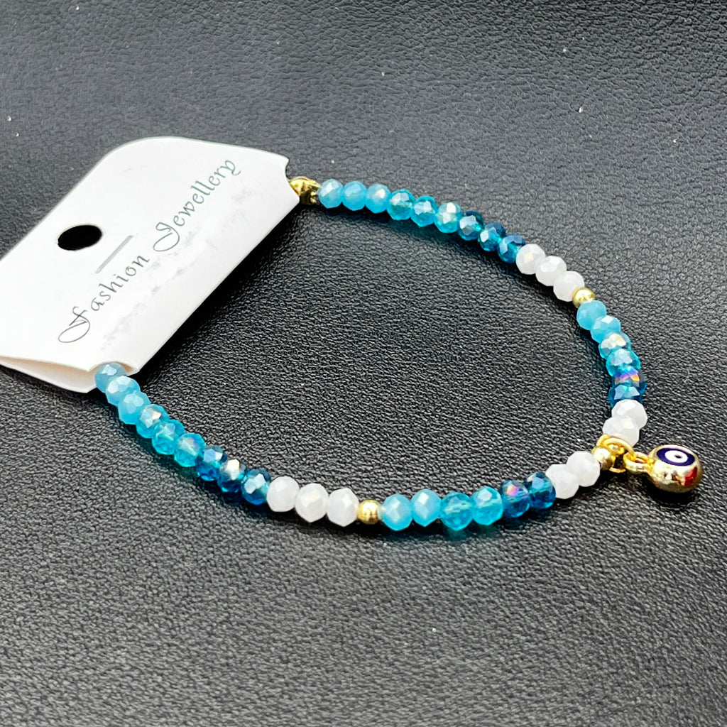 Crystal Chain Bracelet | Evil Eye Charm Gift | 8 Color Options