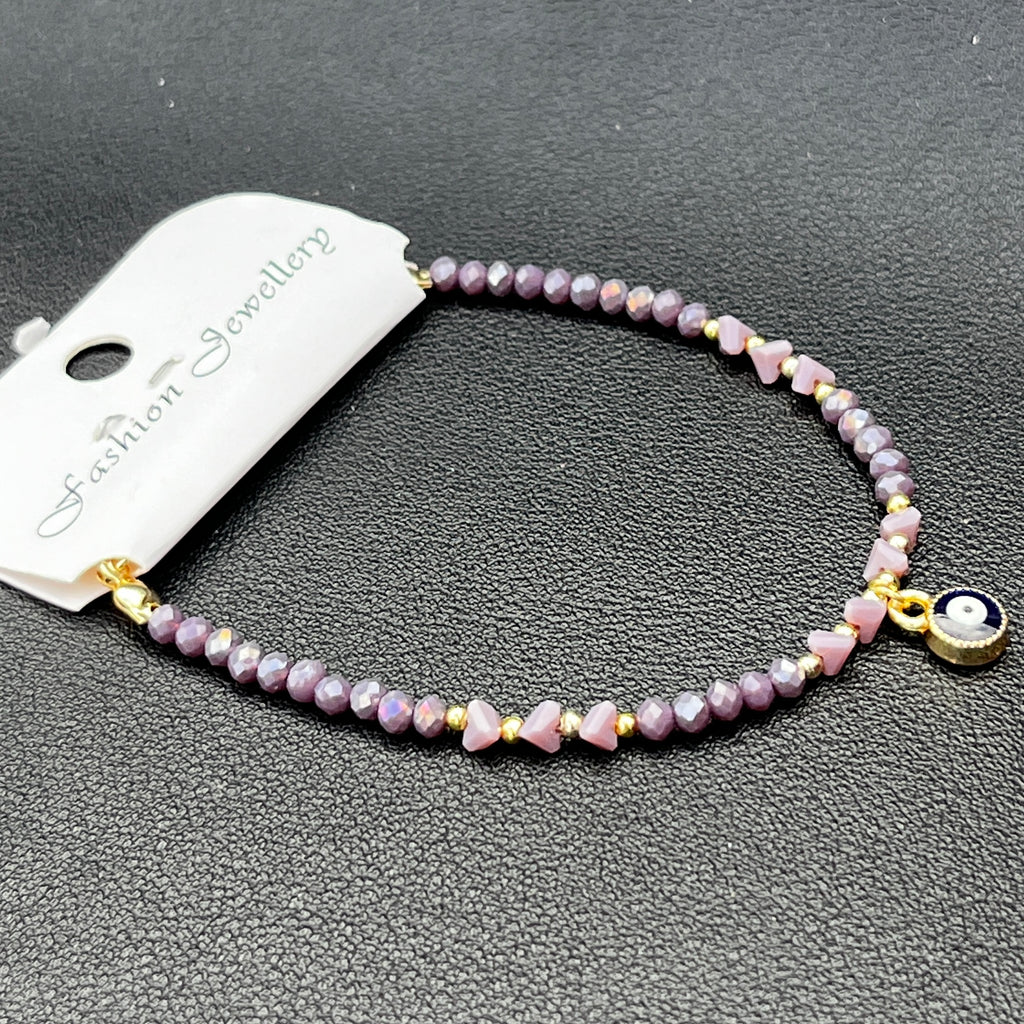 Crystal Chain Bracelet | Evil Eye Charm Gift | 8 Color Options