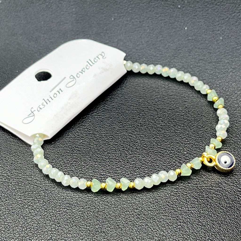 Crystal Chain Bracelet | Evil Eye Charm Gift | 8 Color Options