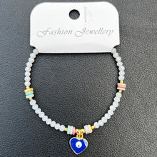 Load image into Gallery viewer, Crystal Bracelet | Heart Evil Eye Charm | 9 Color Options 

