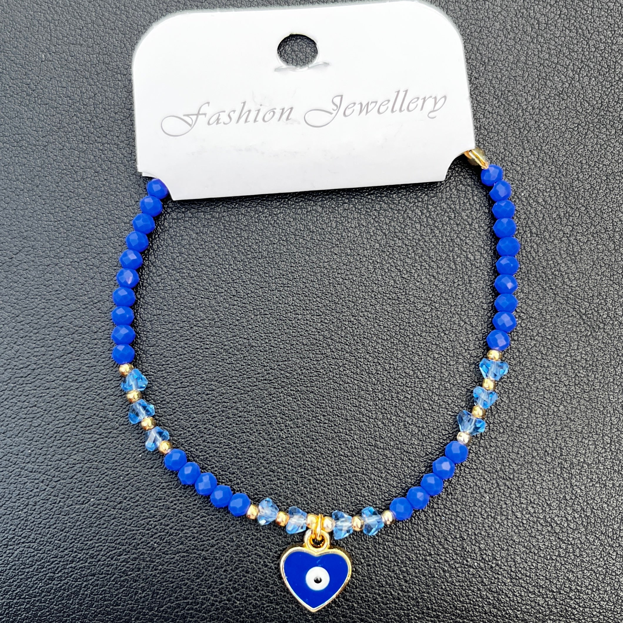 Crystal Bracelet | Heart Evil Eye Charm | 9 Color Options 