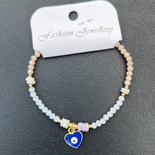 Load image into Gallery viewer, Crystal Bracelet | Heart Evil Eye Charm | 9 Color Options 
