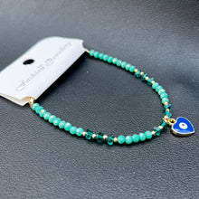 Load image into Gallery viewer, Crystal Bracelet | Heart Evil Eye Charm | 9 Color Options 
