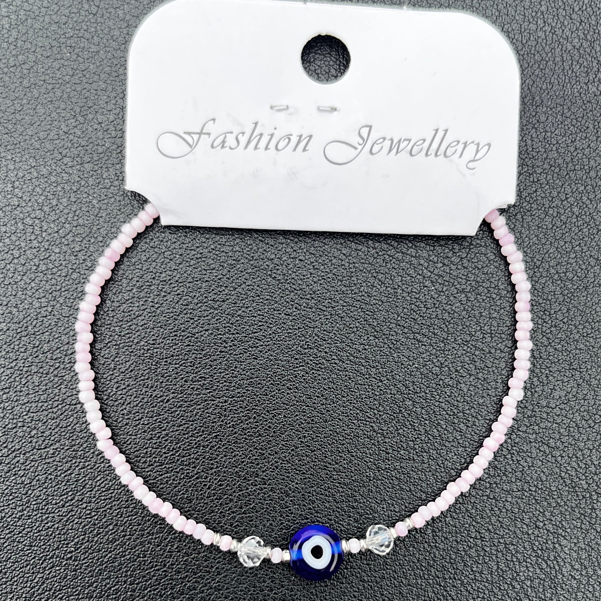 Crystal Bracelet | Beaded Evil Eye Charm | 7 Color Options 
