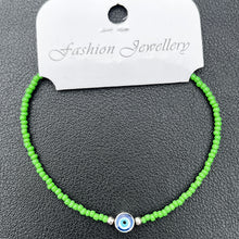 Load image into Gallery viewer, Crystal Bracelet | Beaded Evil Eye Charm | 7 Color Options 
