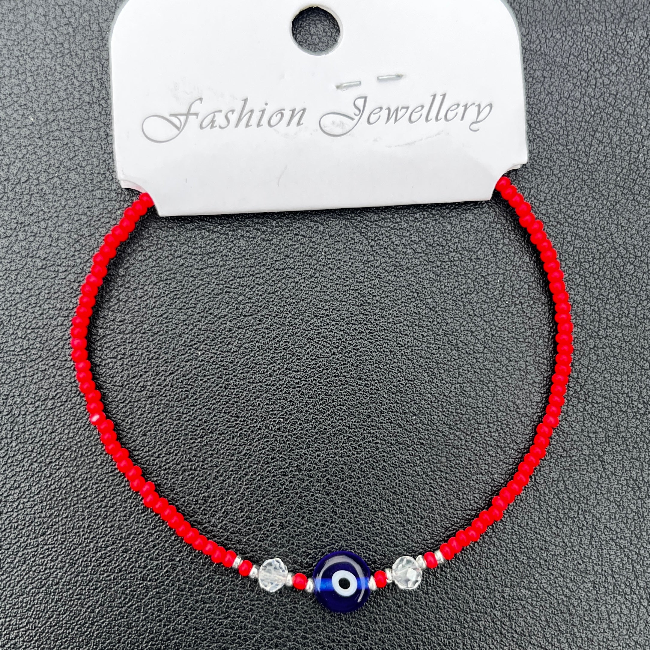 Crystal Bracelet | Beaded Evil Eye Charm | 7 Color Options 