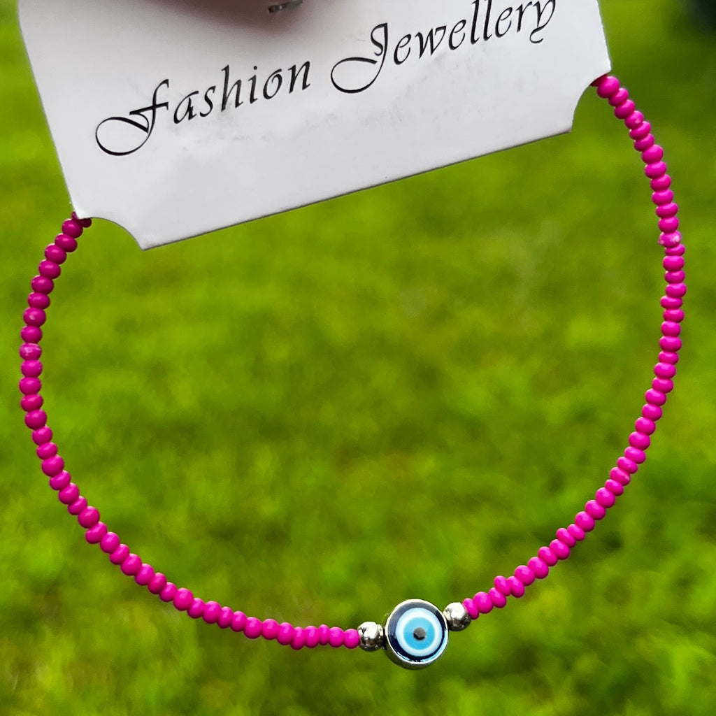 Crystal Bracelet | Beaded Evil Eye Charm | 7 Color Options 