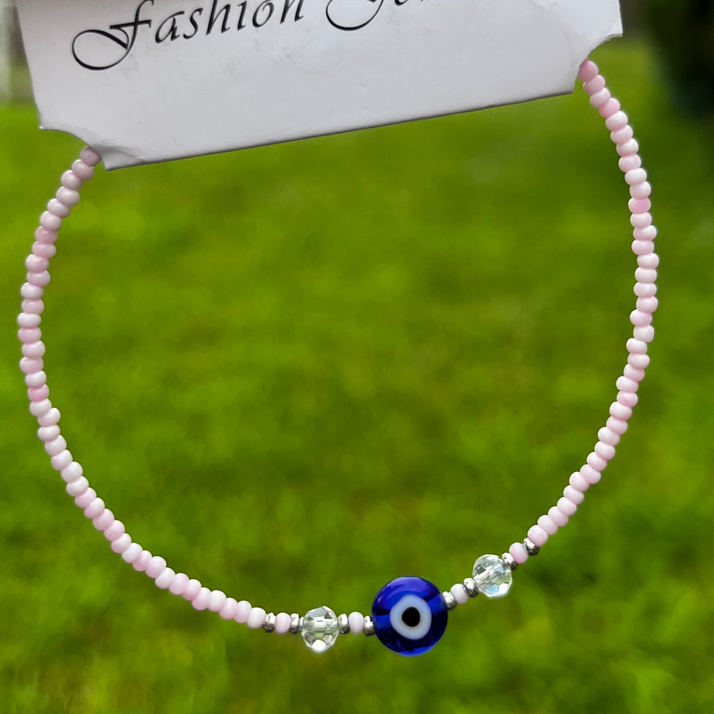 Crystal Bracelet | Beaded Evil Eye Charm | 7 Color Options 