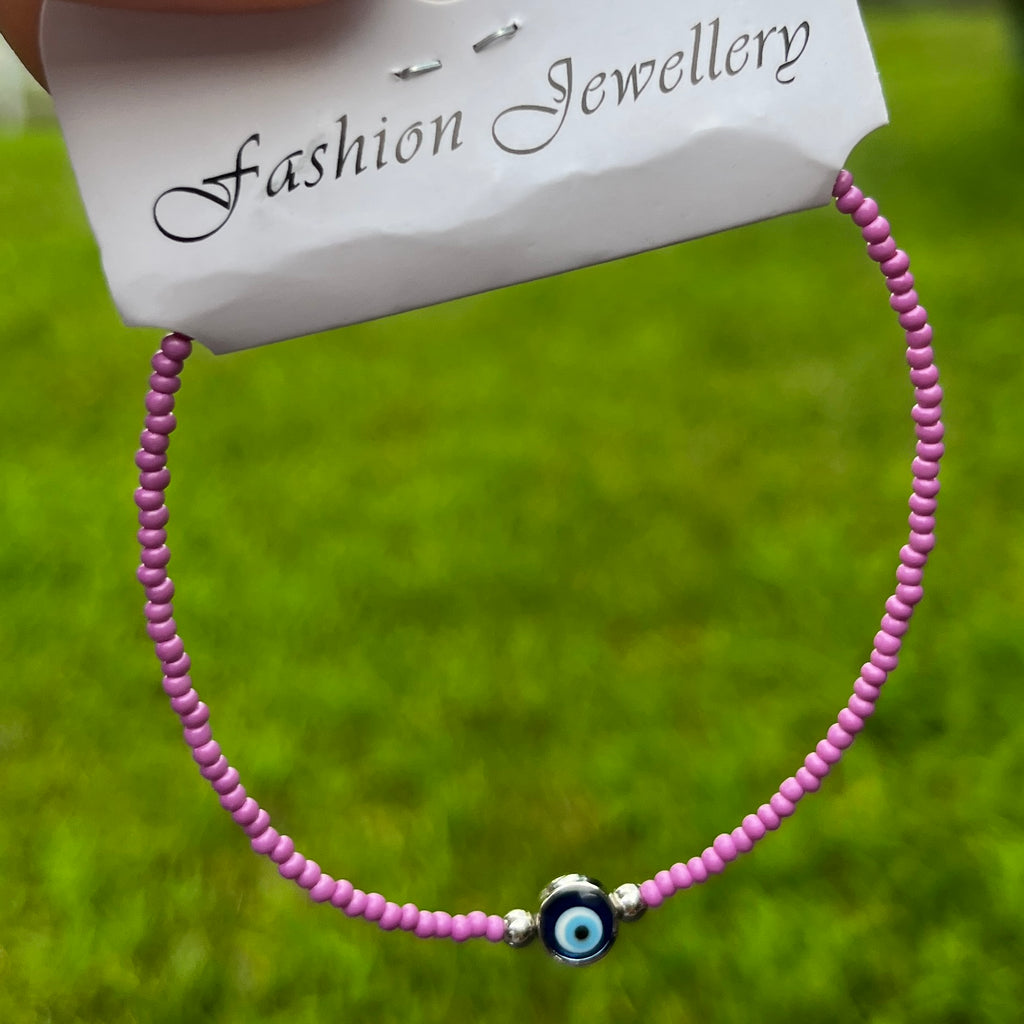 Crystal Bracelet | Beaded Evil Eye Charm | 7 Color Options 