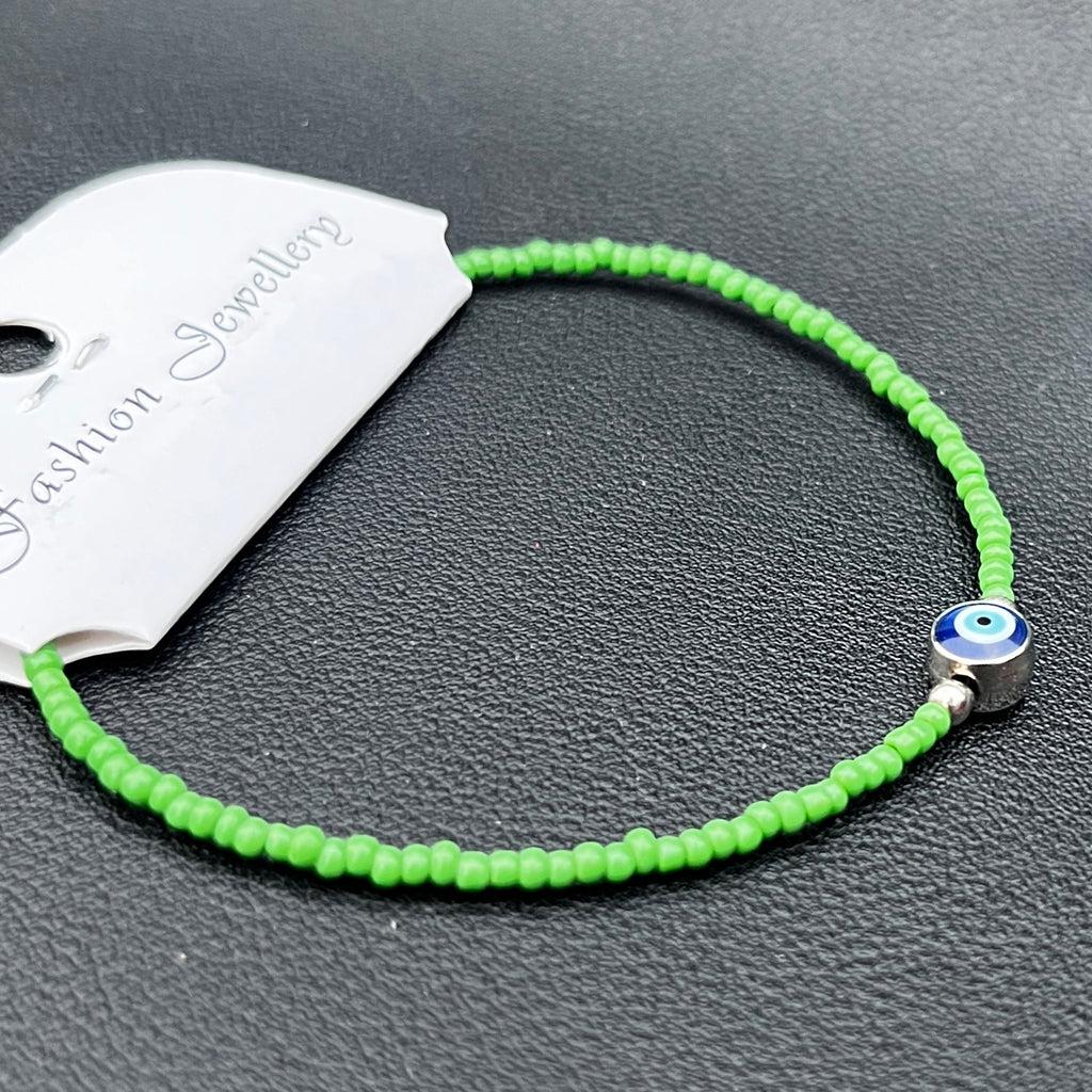 Crystal Bracelet | Beaded Evil Eye Charm | 7 Color Options 