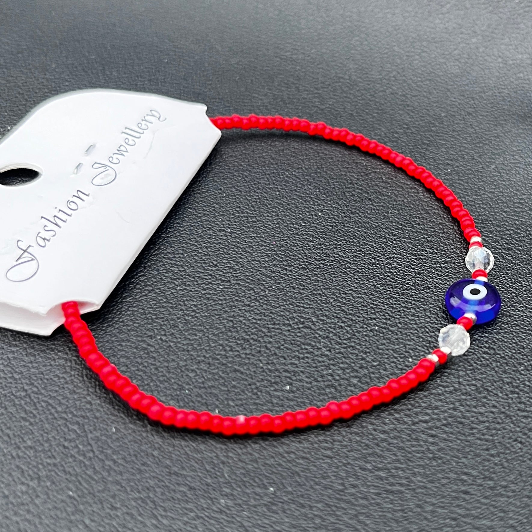 Crystal Bracelet | Beaded Evil Eye Charm | 7 Color Options 
