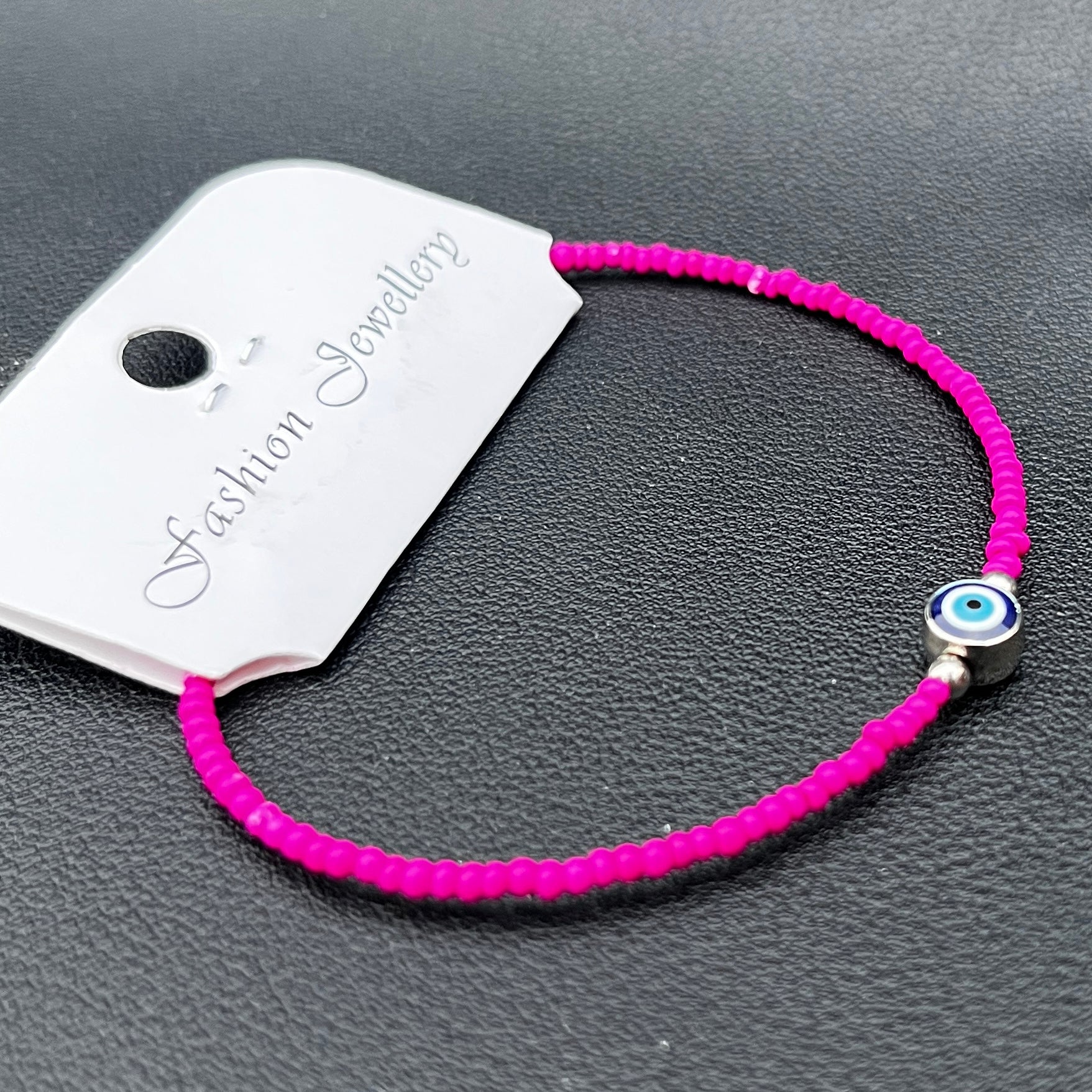 Crystal Bracelet | Beaded Evil Eye Charm | 7 Color Options 